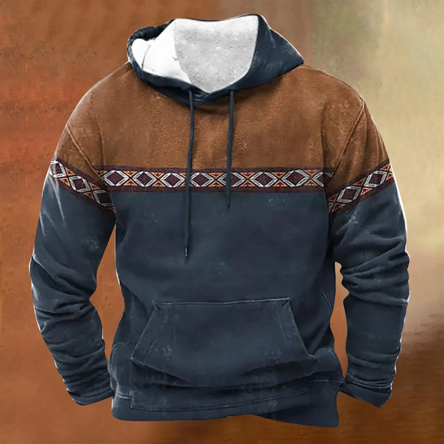 Men's Casual Fashionable Loose and Trendy Printed Hooded Long Sleeved Sweatshirt Sweatshirts for Men