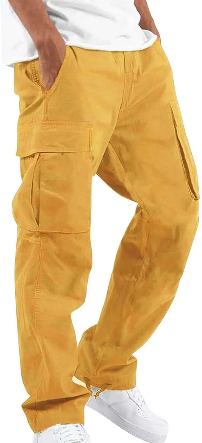 Mens Casual Joggers Unisex Fleece Jogging Bottoms Neon Orange Sweatpants Men Workout Pants for Men Travel Pants