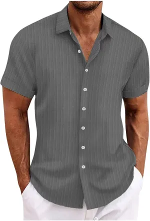 Men's Casual Shirts Short Sleeve Button Down Shirt Linen Shirt Wedding Beach Fashion Shirt Vacation Hawaiian Shirt