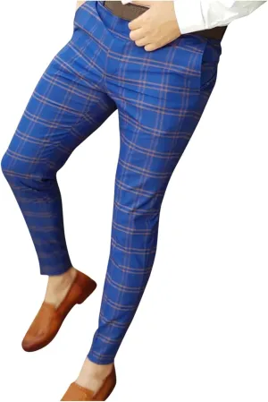 Men's Casual Stretch Business Dress Pants Slim Fit Plaid Stylish Golf Chino Pants Skinny Flat-Front Tapered Work Pant