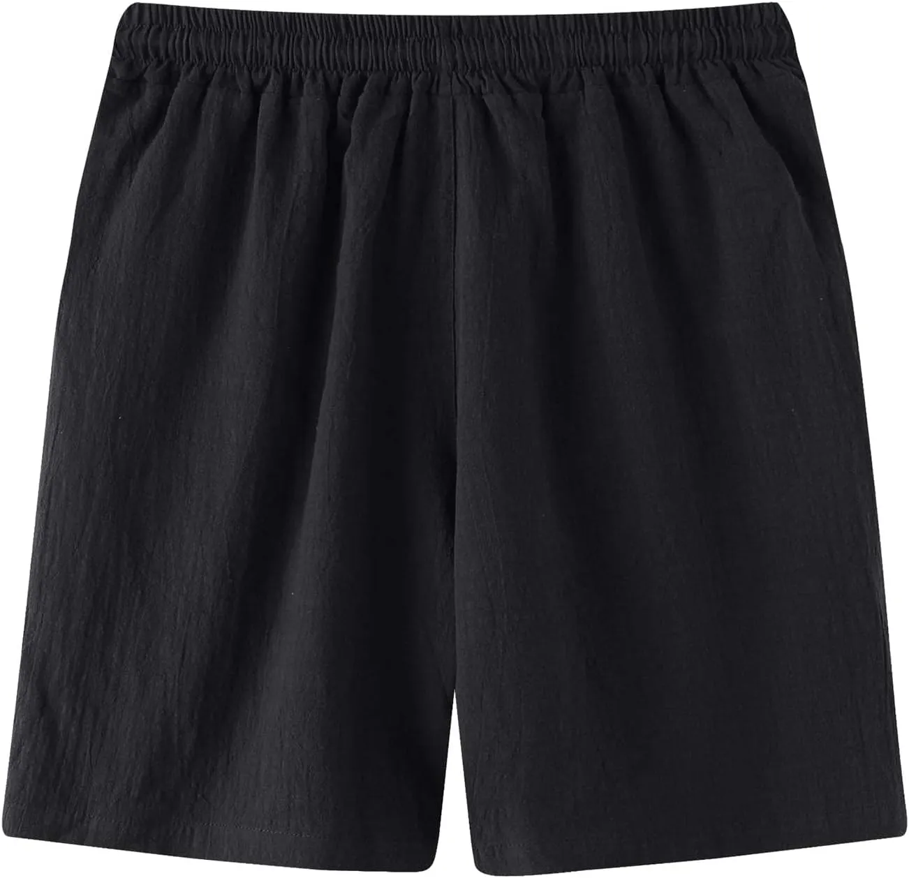 Mens Cotton Linen Bermuda Shorts Casual Slim Fit Elastic Waist Board Shorts with Pockets Lightweight Athletic Workout Shorts