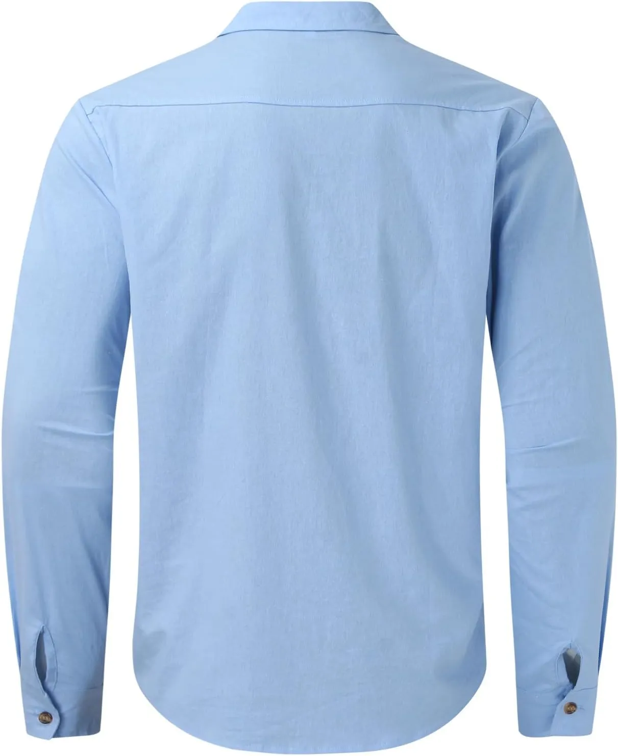 Men's Cuban Guayabera Linen Shirts Long Sleeve Casual Button Down Shirt Classic Fit Solid Collared Basic Beach Tops