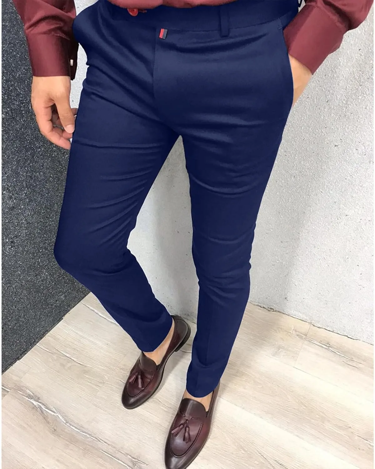 Mens Dress Pants Slim Fit Stretch Golf Pants Business Casual Suit Pants Work Office Trousers with Pockets