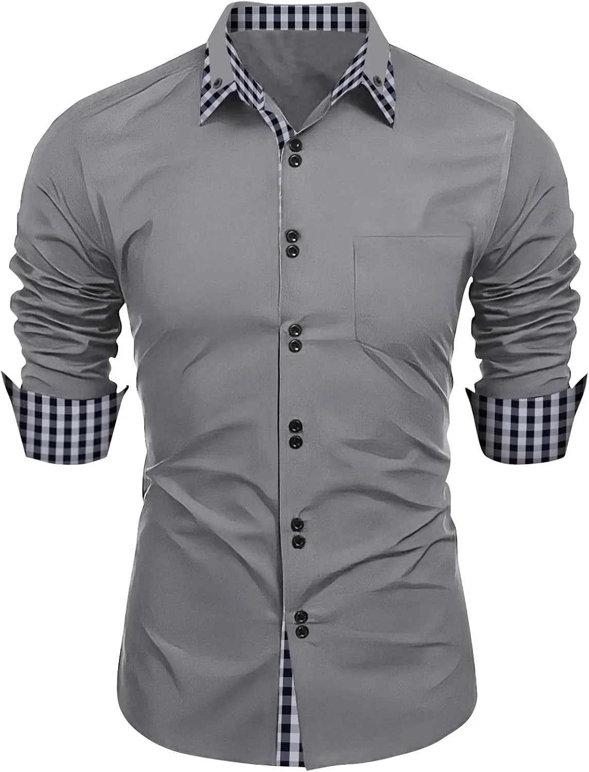 Mens Dress Shirts Casual Stretch Dress Shirt Fall Big and Tall Shirt