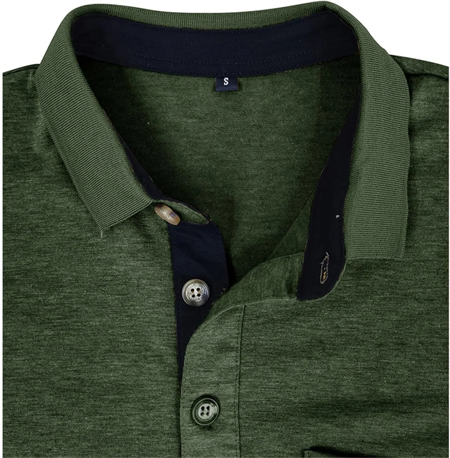 Men's Fashion Casual Polo Shirts Cotton Slim Button Basic Tops Short Sleeve Solid Color Work Golf T Shirt with Pocket