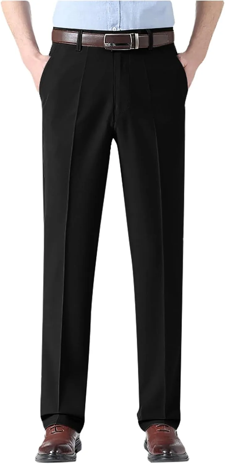 Men's Formal Wear Trousers with Pockets Straight Streamlined Solid Color Conference Formal Wear Suit Pants for Men