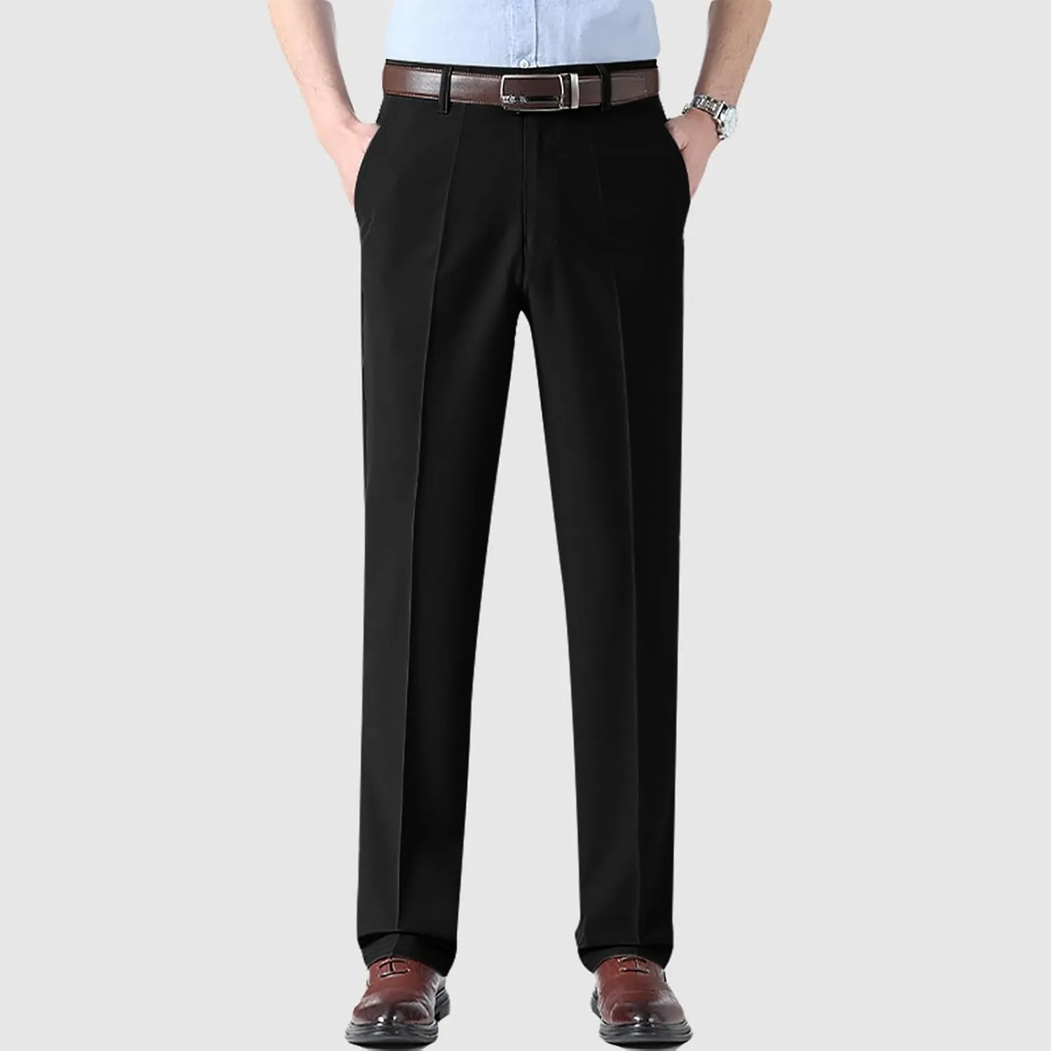 Men's Formal Wear Trousers with Pockets Straight Streamlined Solid Color Conference Formal Wear Suit Pants for Men