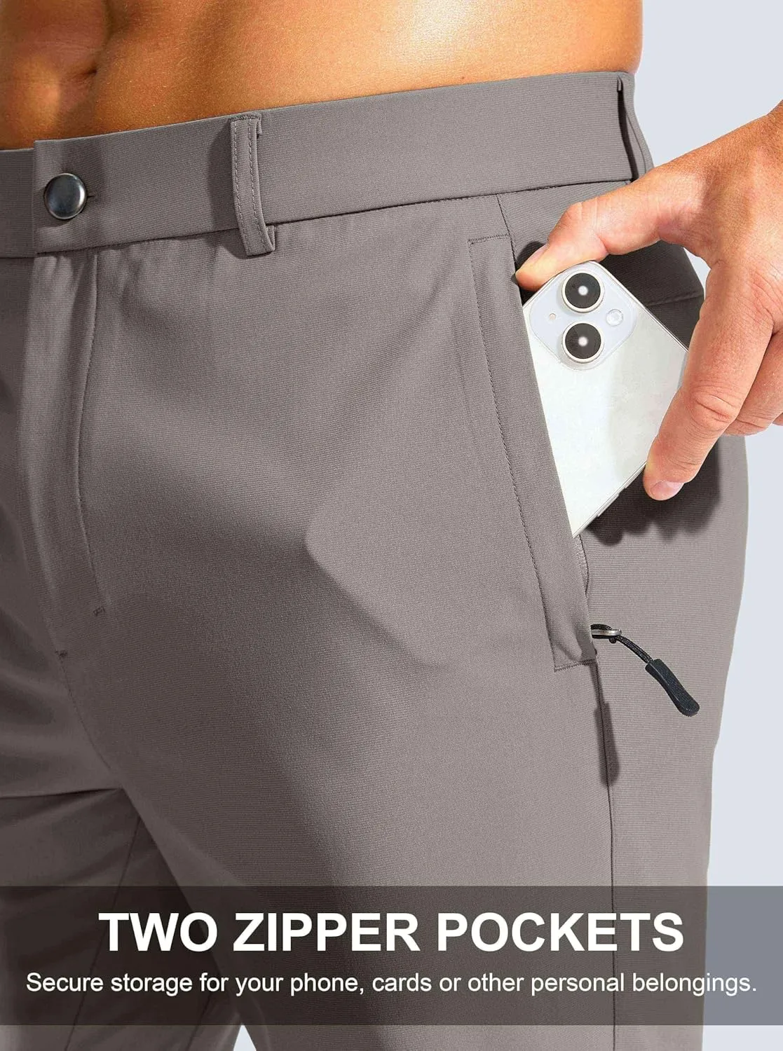 Men's Golf Pants - 30"/32"/34" Slim Fit Stretch Lightweight Dress Pants for Men with Zipper Pockets Casual Work