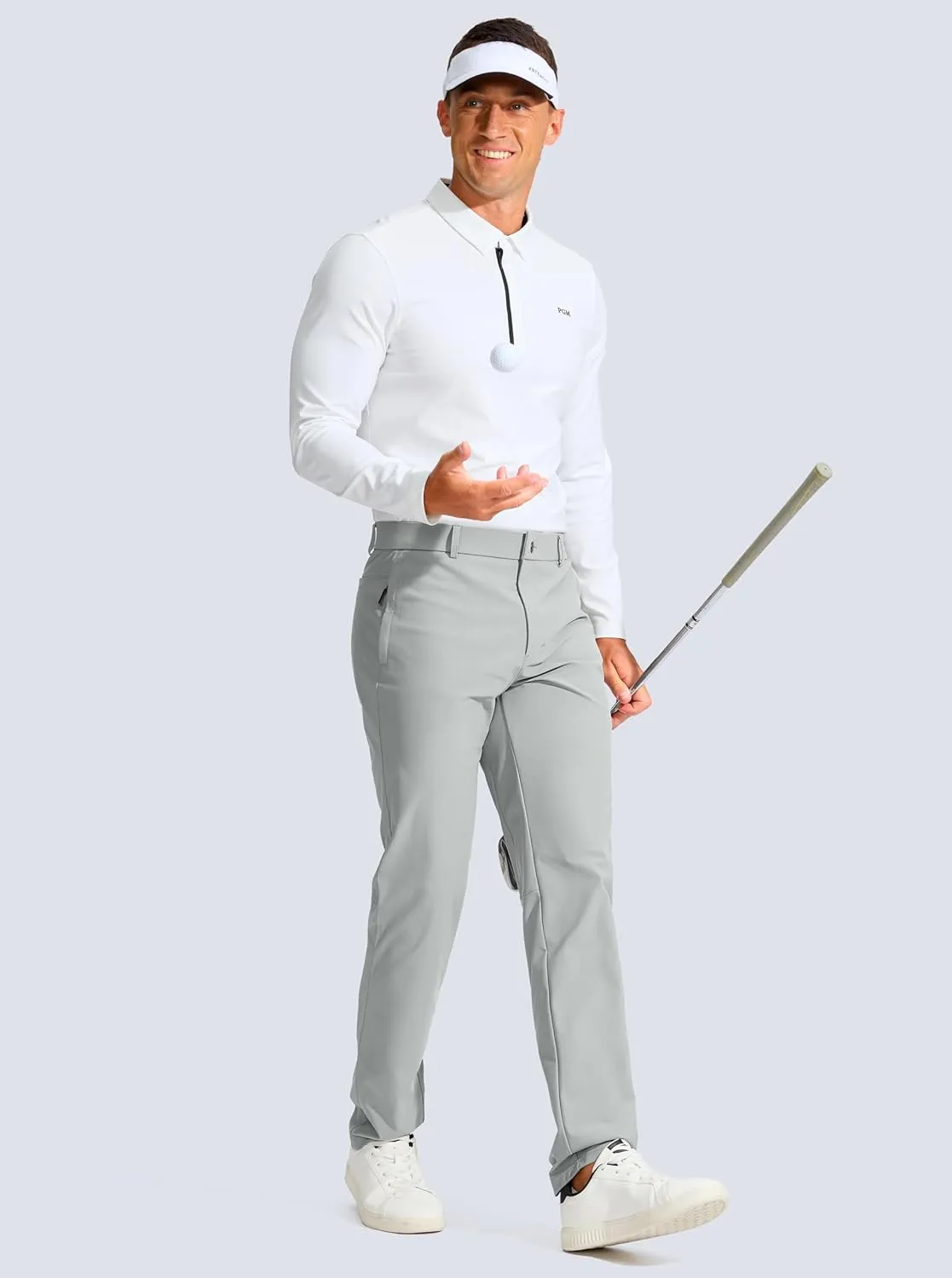 Men's Golf Pants - 30"/32"/34" Slim Fit Stretch Lightweight Dress Pants for Men with Zipper Pockets Casual Work