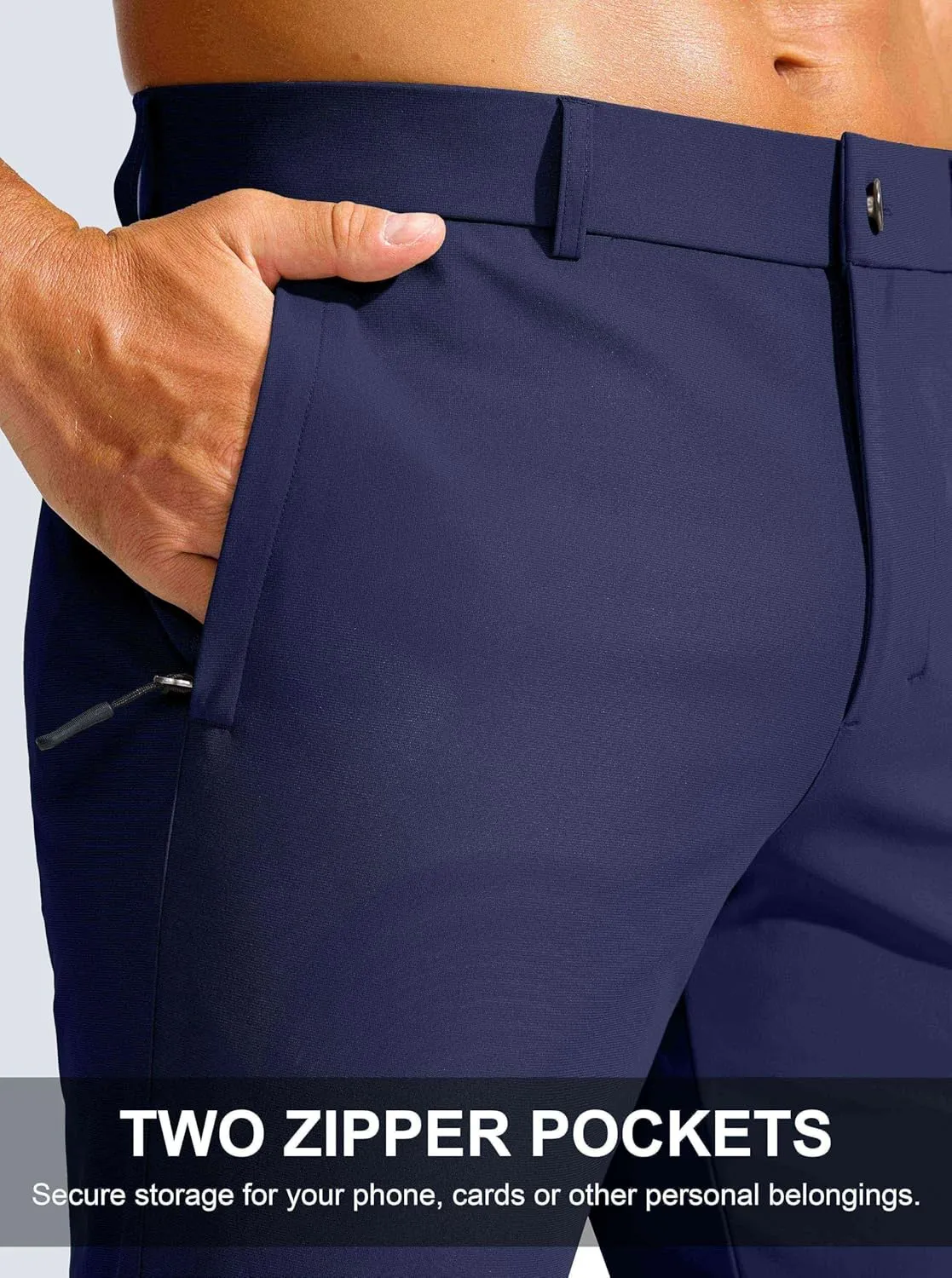 Men's Golf Pants - 30"/32"/34" Slim Fit Stretch Lightweight Dress Pants for Men with Zipper Pockets Casual Work