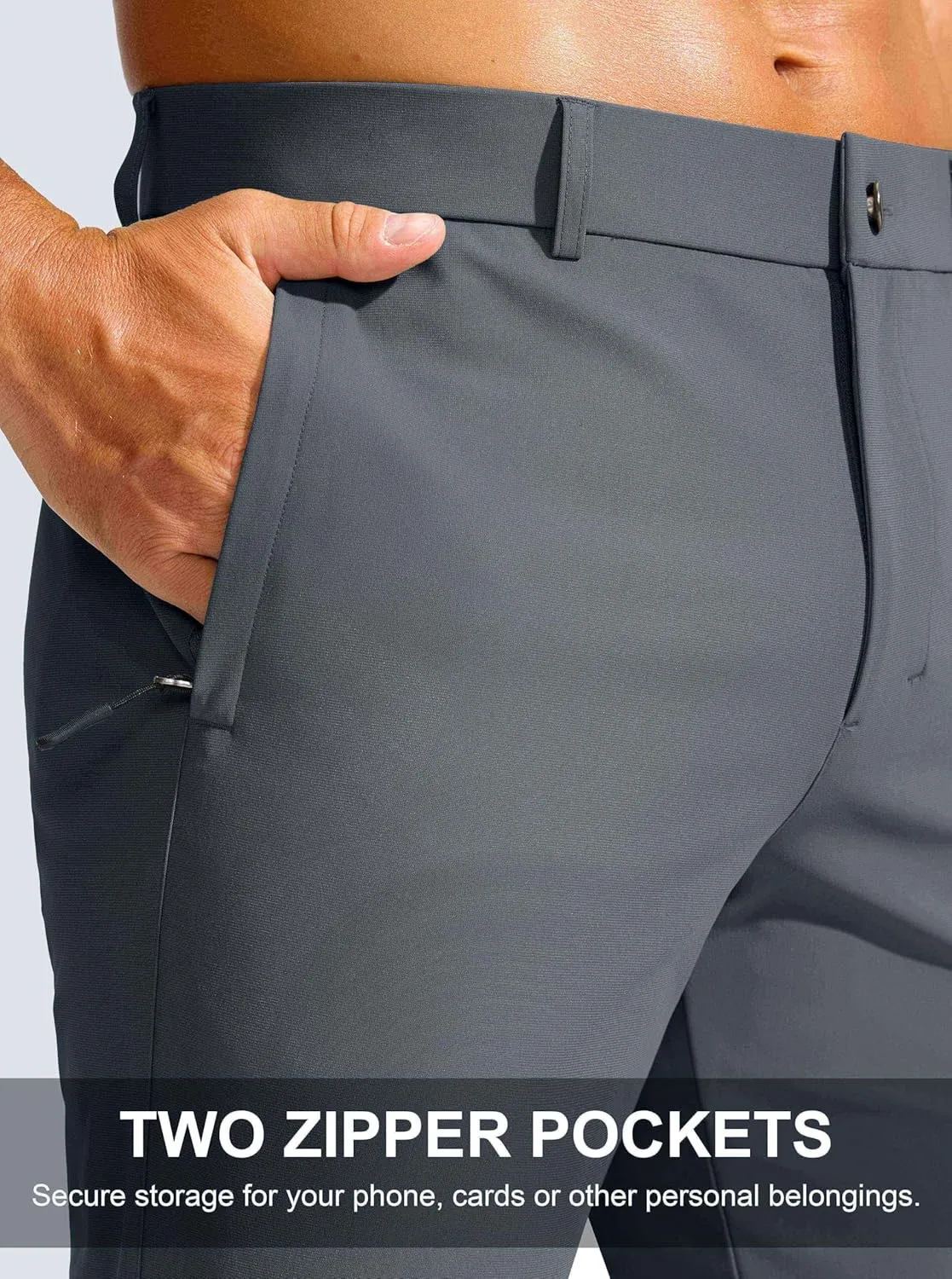 Men's Golf Pants - 30"/32"/34" Slim Fit Stretch Lightweight Dress Pants for Men with Zipper Pockets Casual Work