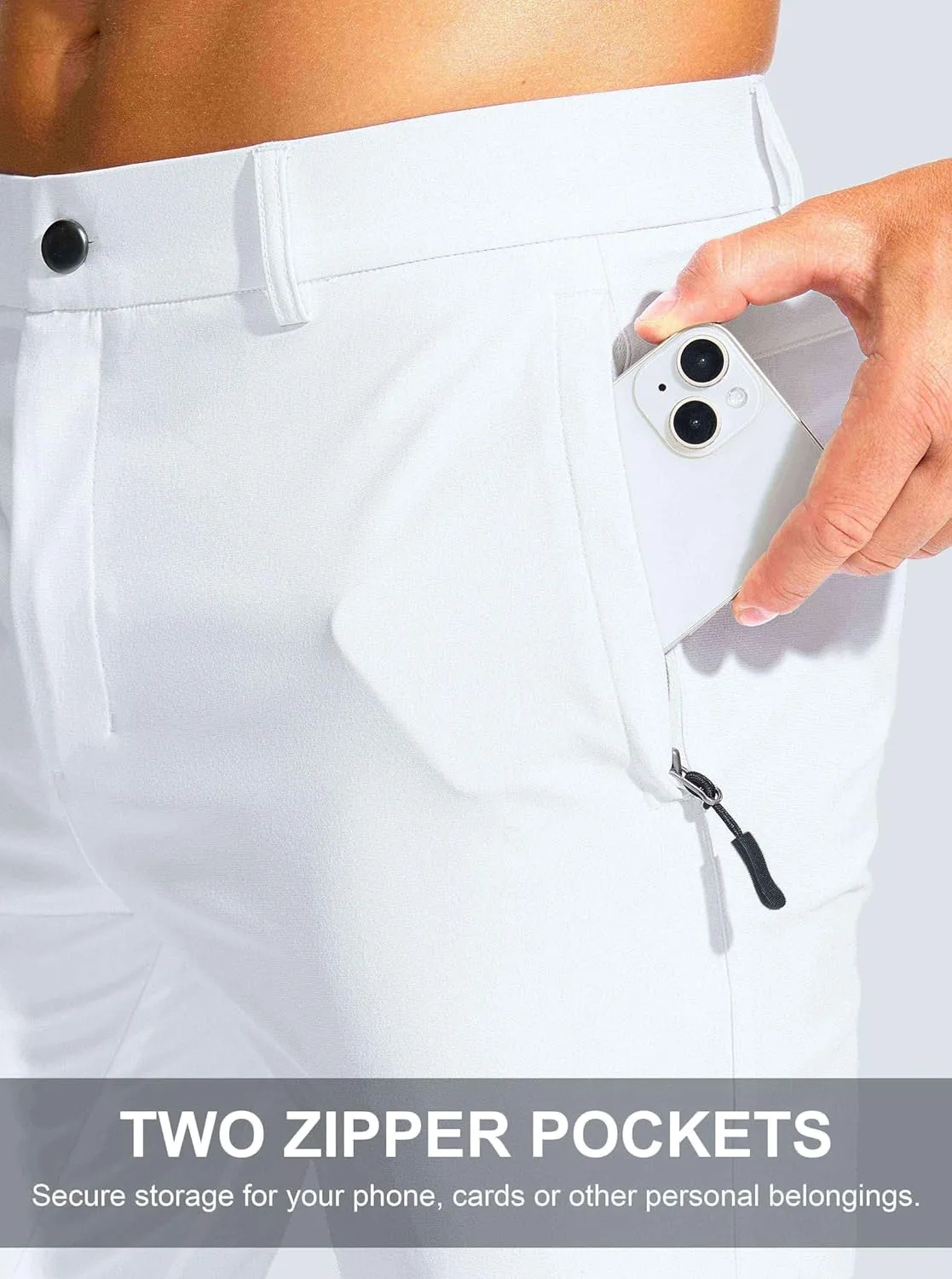 Men's Golf Pants - 30"/32"/34" Slim Fit Stretch Lightweight Dress Pants for Men with Zipper Pockets Casual Work