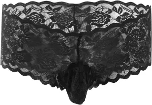 Men's Lace G-String Thongs T-Back See Through Bikini Briefs Underwear Sexy Thong Panties Breathable Panties