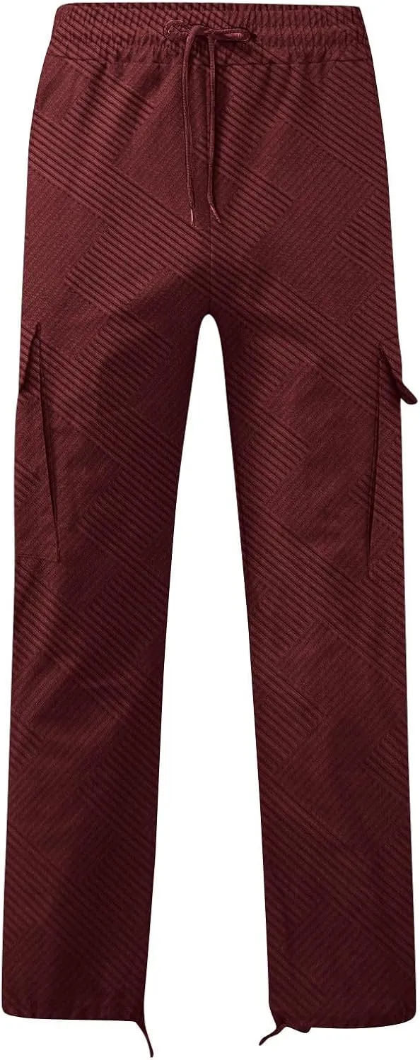 Men's Outdoor Cargo Pants Tactical Hiking Athletic Pants Baggy Workout Joggers Wide Leg Stretchy Classic Slim Trousers