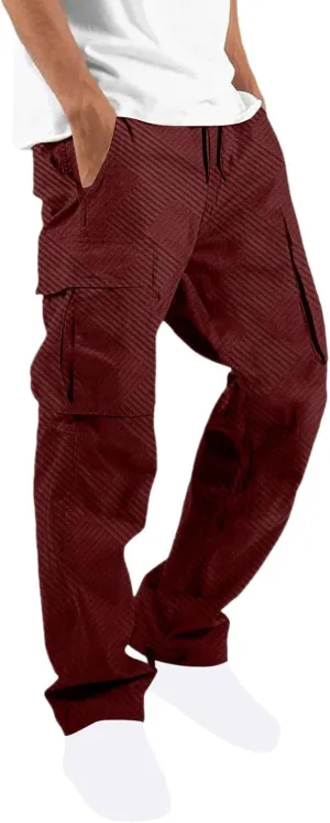 Men's Outdoor Cargo Pants Tactical Hiking Athletic Pants Baggy Workout Joggers Wide Leg Stretchy Classic Slim Trousers