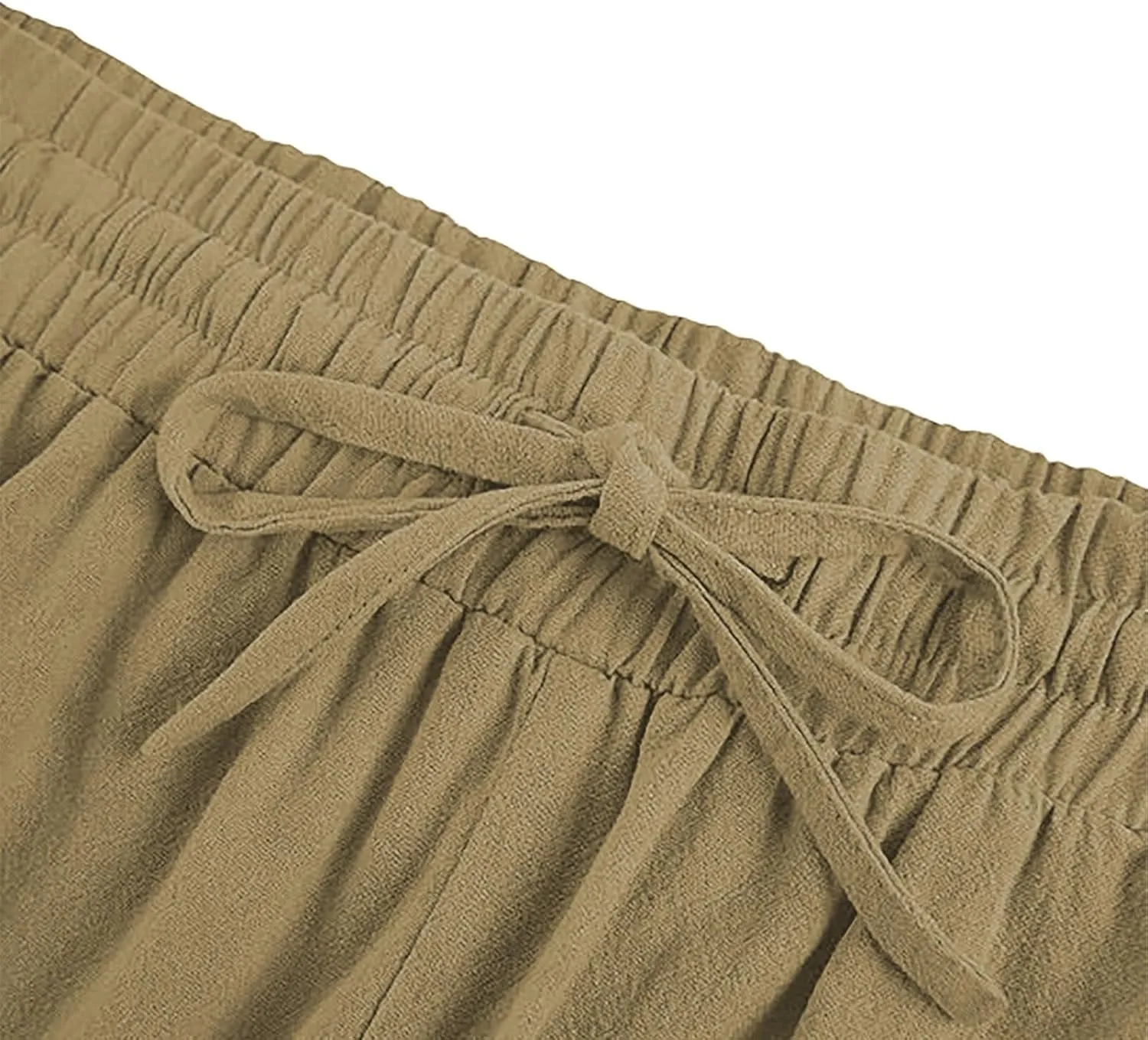 Mens Pants Casual Cotton 2025 Lounge Elastic-Waisted Vacation Straight-Leg Pants Big and Tall Relax Fit Trousers