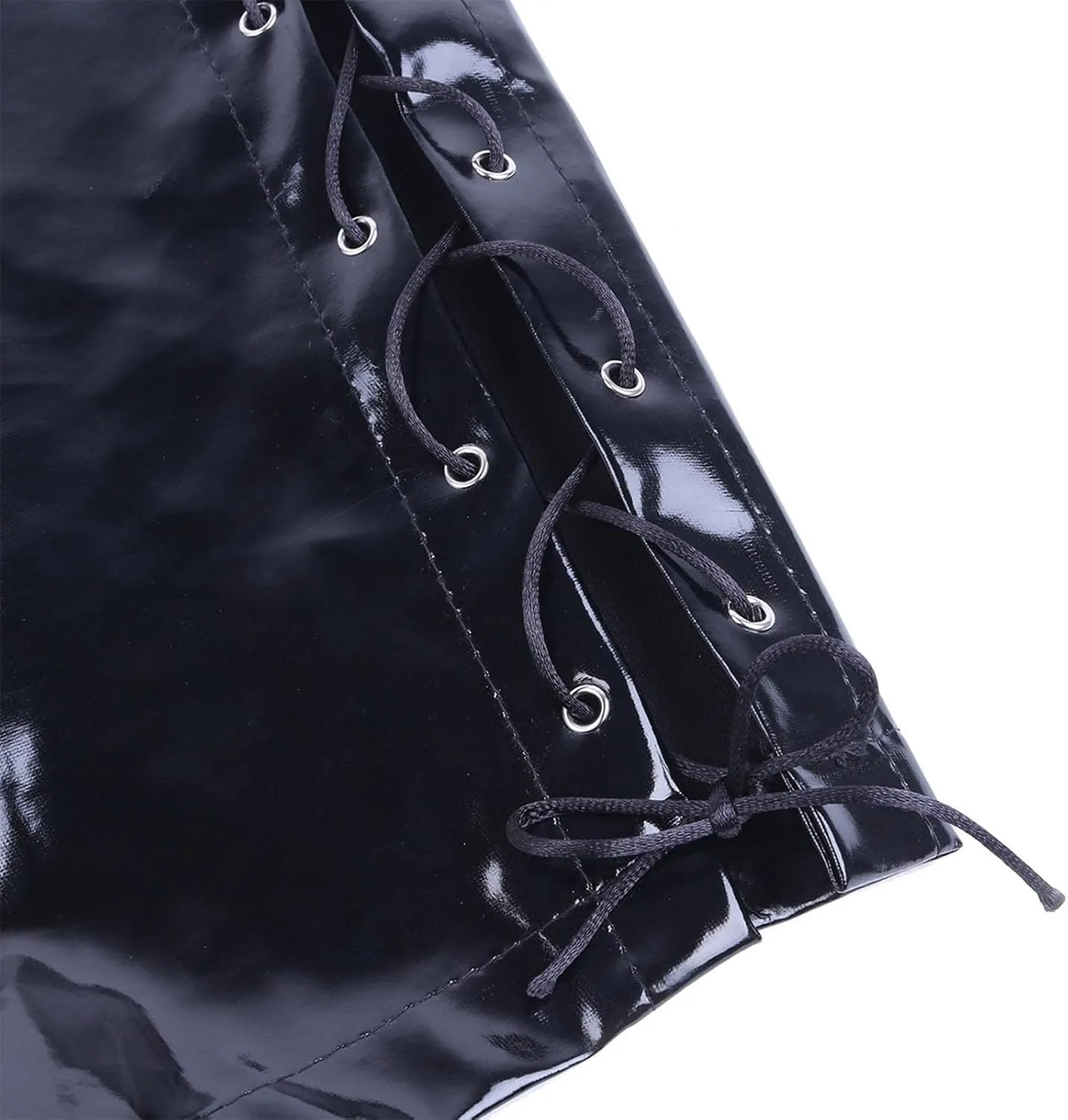 Men's Sexy Faux Leather Shorts Pants Low Rise Ultra Soft Erotic Clubwear Button Removable Pouch Fun Trunks Lingerie