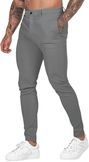 Mens Slim Fit Chino Pants Stretch Lightweight Business Suit Dress Pants Casual Wrinkle Free Quick Dry Work Trousers