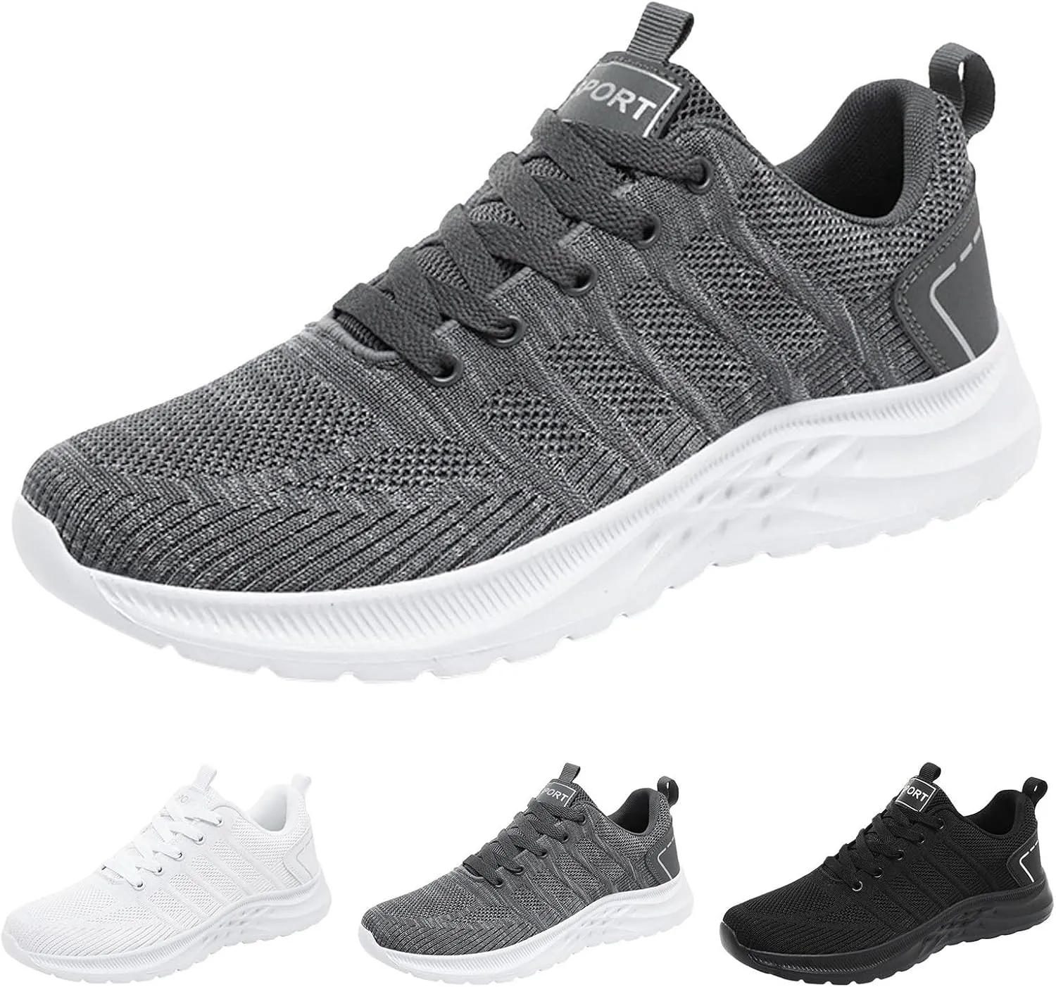Men's Slip on Walking Shoes Casual Dressy Memory Foam Breathable Mesh Fashion Sneakers Non Slip Arch Support Cushioning Workout Tennis Shoes Wide Width