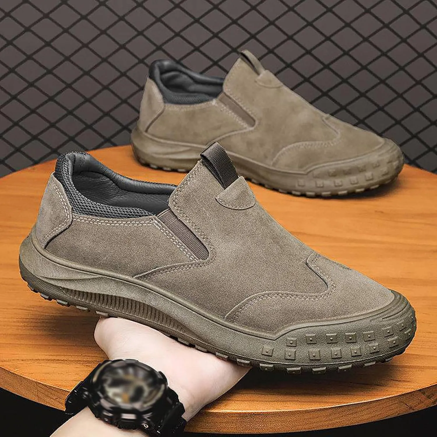 Men's Slip on Walking Shoes Casual Dressy PU Leather Memory Foam Breathable Fashion Sneakers Non Slip Arch Support Vacation Training Gym Shoes Wide Width