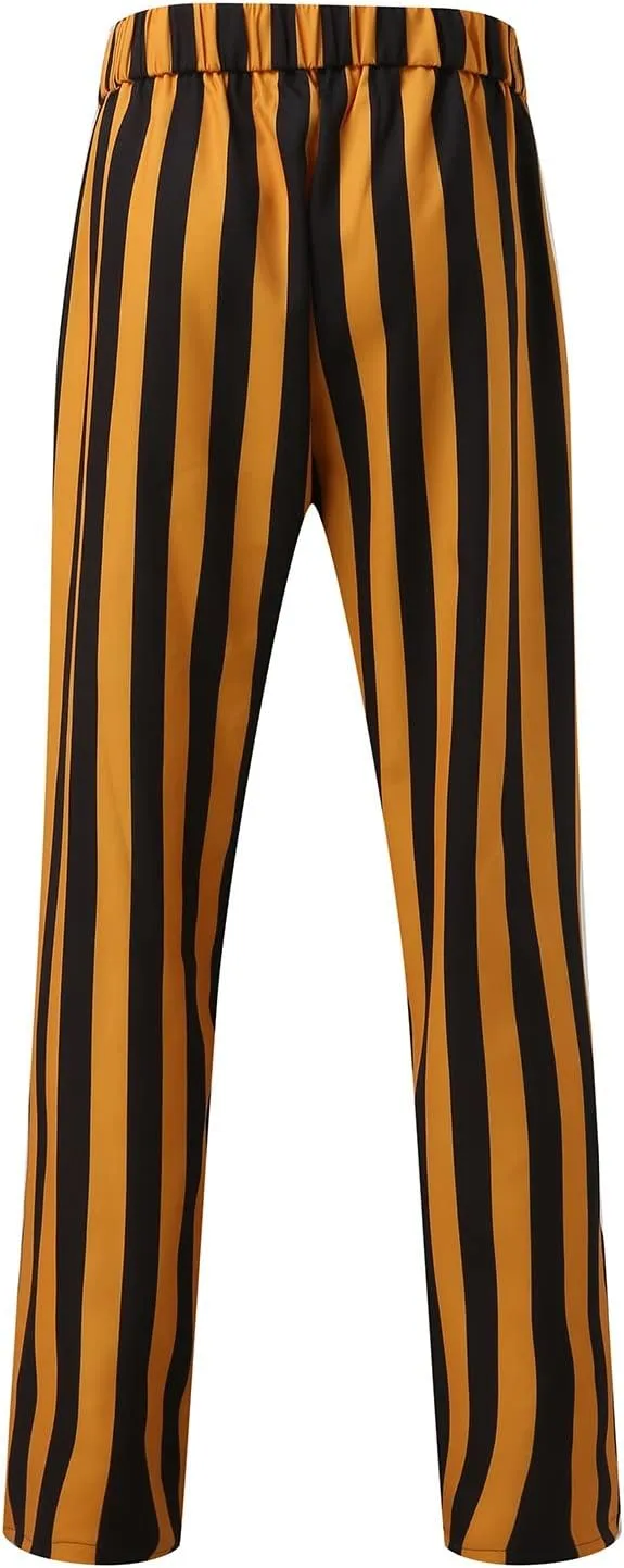 Mens Striped Stretch Dress Pants Slim Fit Skinny Fashion Chino Pants Casual Business Golf Flat Front Long Suit Pant