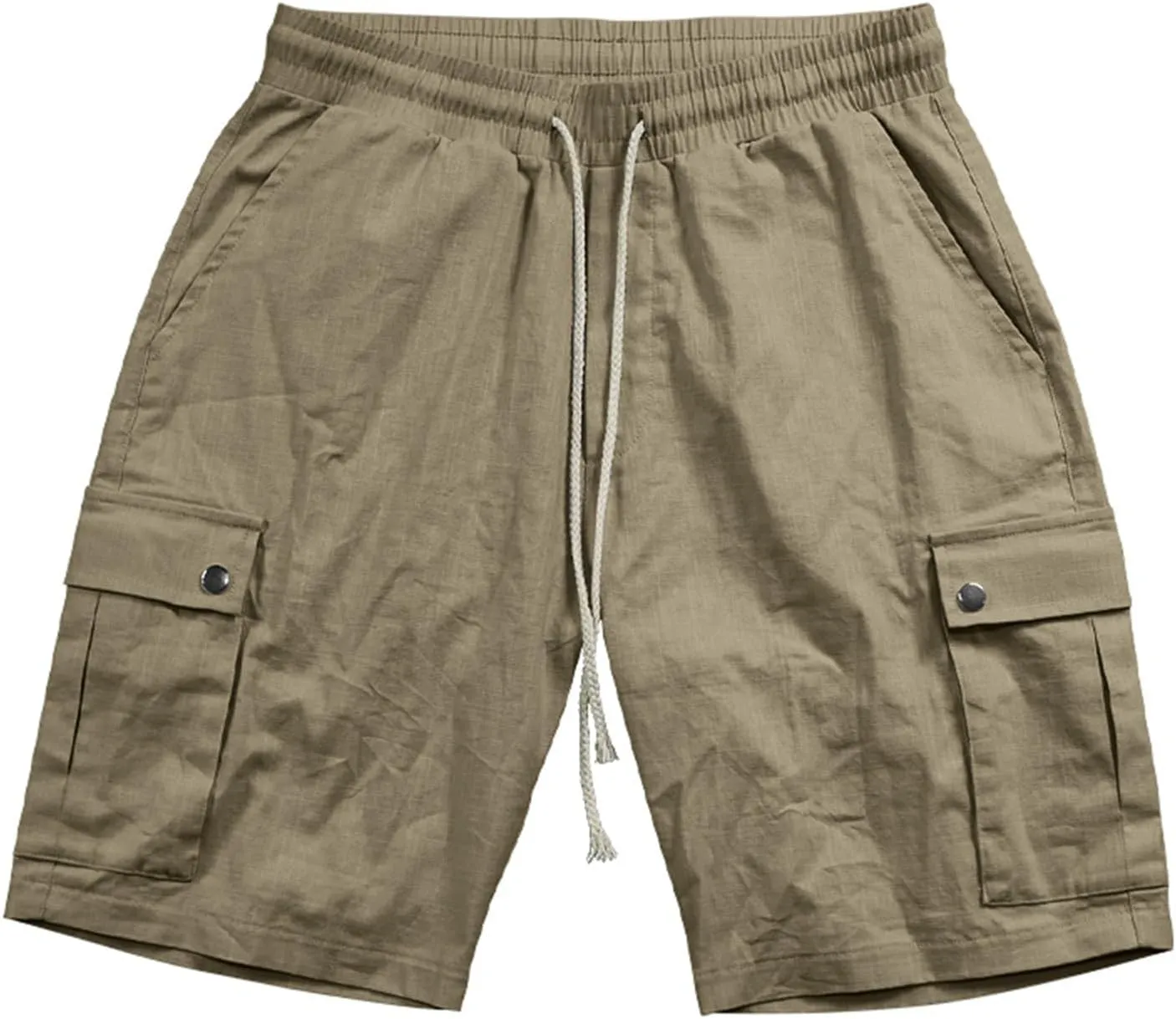 Men's Summer Cargo Shorts Slim Fit Texture Shorts Drawstring Stretchy Thin Pants Fashion Vacation Pants with Pockets
