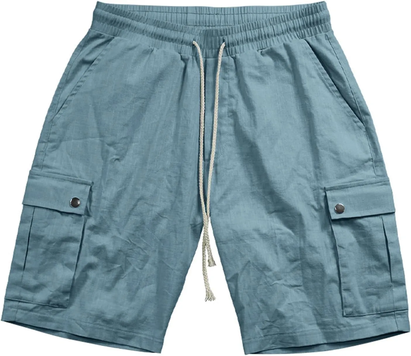 Men's Summer Cargo Shorts Slim Fit Texture Shorts Drawstring Stretchy Thin Pants Fashion Vacation Pants with Pockets