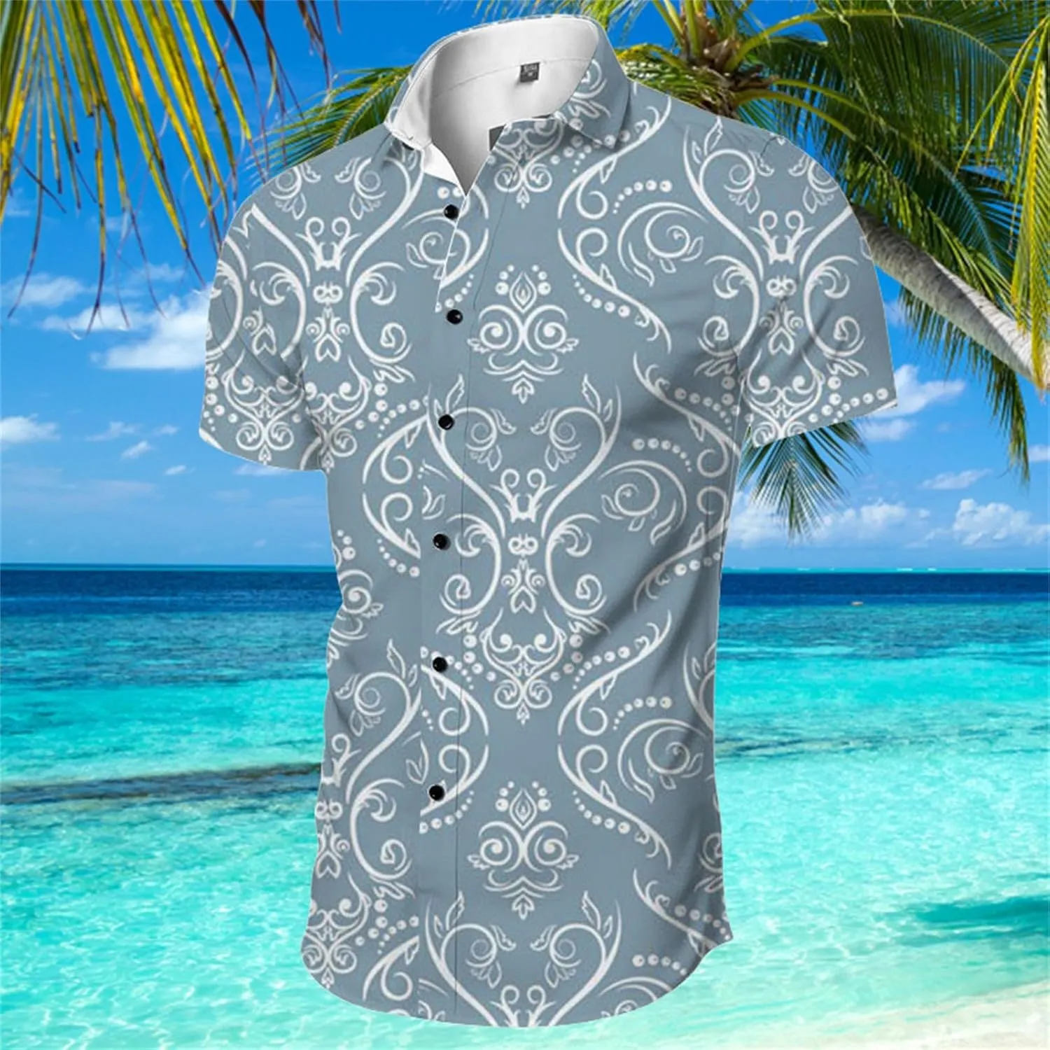 Mens Summer Hawaiian Shirts Combat Button Down Short Sleeve Lightweight Shirt Floral Printed Tropical Holiday Beach Tops 2024