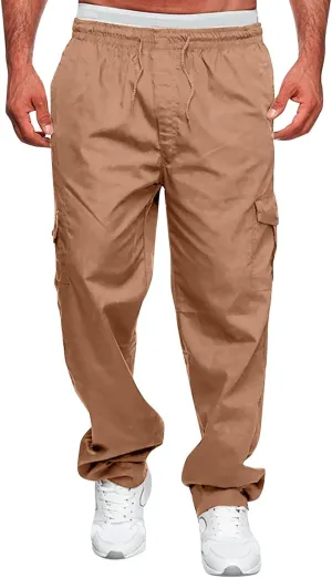 Mens Sweatpants with Pockets Big and Tall Bottom Straight Leg Casual Loose Athletic Jogger Pants Men's Cargo Sweatpants