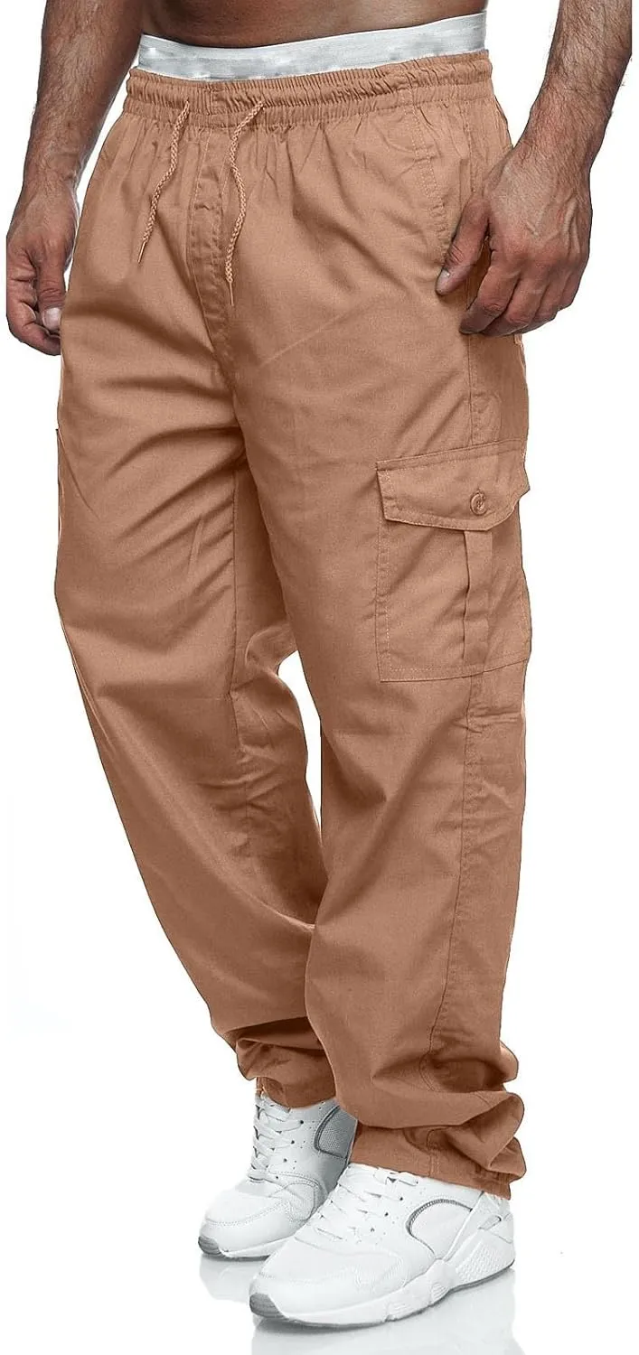 Mens Sweatpants with Pockets Big and Tall Bottom Straight Leg Casual Loose Athletic Jogger Pants Men's Cargo Sweatpants