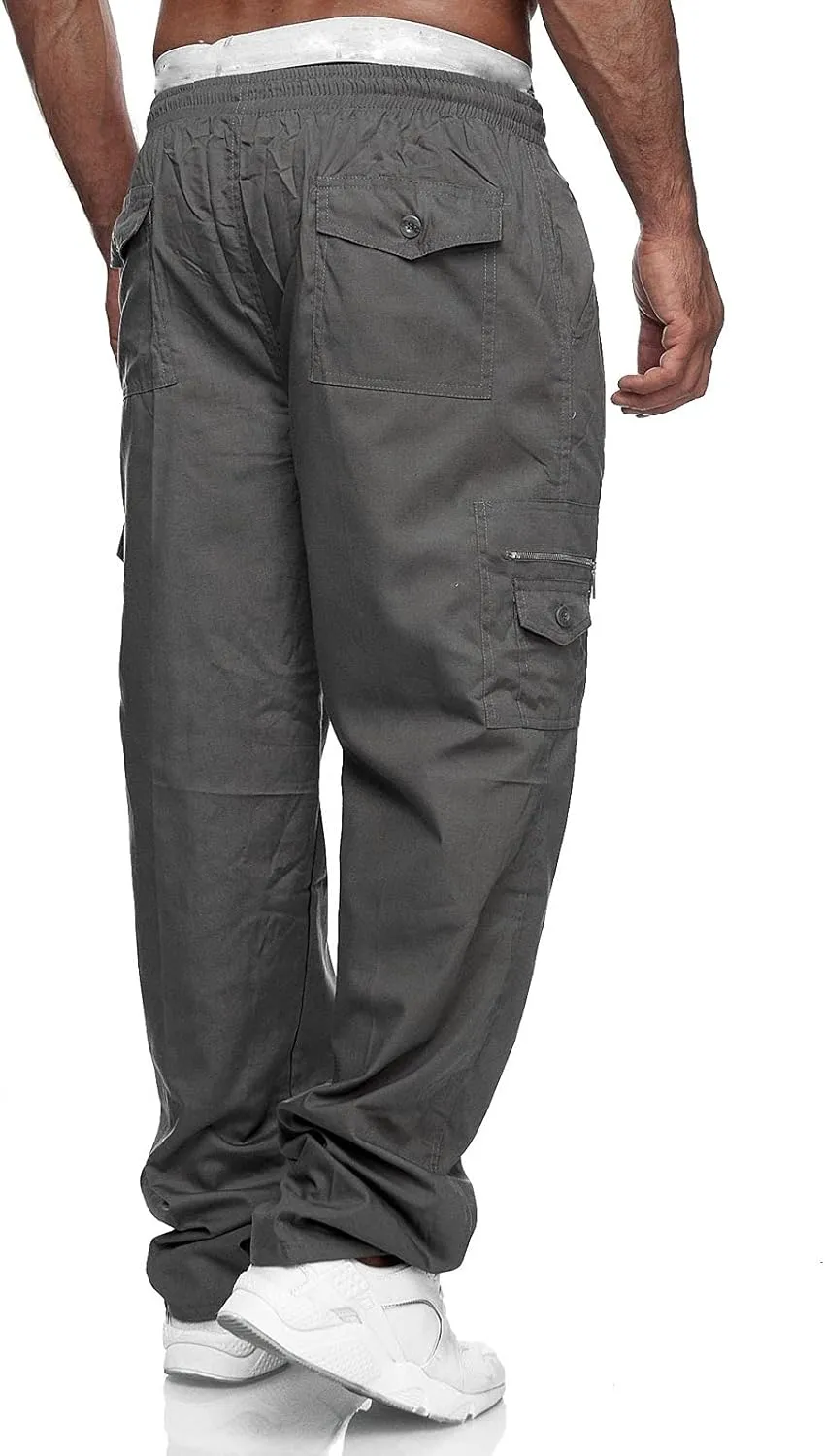 Mens Sweatpants with Pockets Cargo Sweatpants Open Bottom Straight Leg Casual Loose Fit Baggy Athletic Jogger Pants