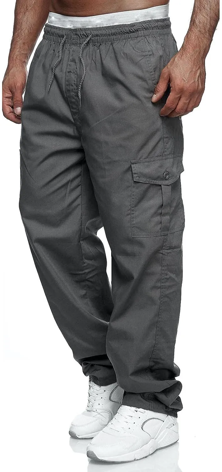 Mens Sweatpants with Pockets Cargo Sweatpants Open Bottom Straight Leg Casual Loose Fit Baggy Athletic Jogger Pants