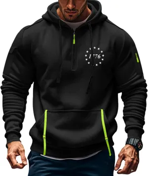 Men's Sweatshirt 1/4 Zip Gym Athletic Soft Drawstring Mens Hoodie Lightweight Basic Sweatshirt with Pockets
