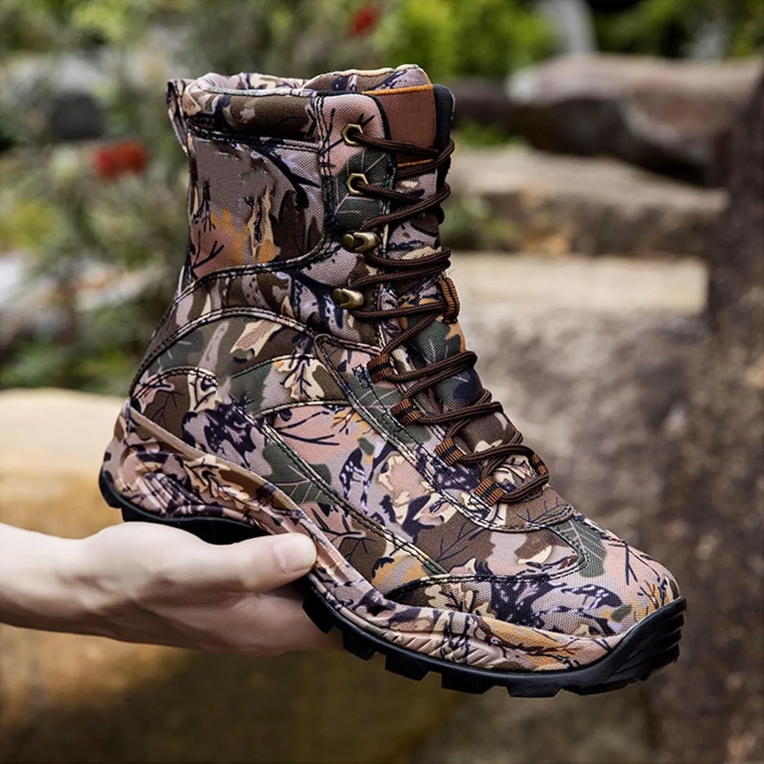 Men's Tactical Boots, Waterproof Trekking Boots, Breathable Outdoors Desert Boots, Anti Slip Lightweight Hiking Boots