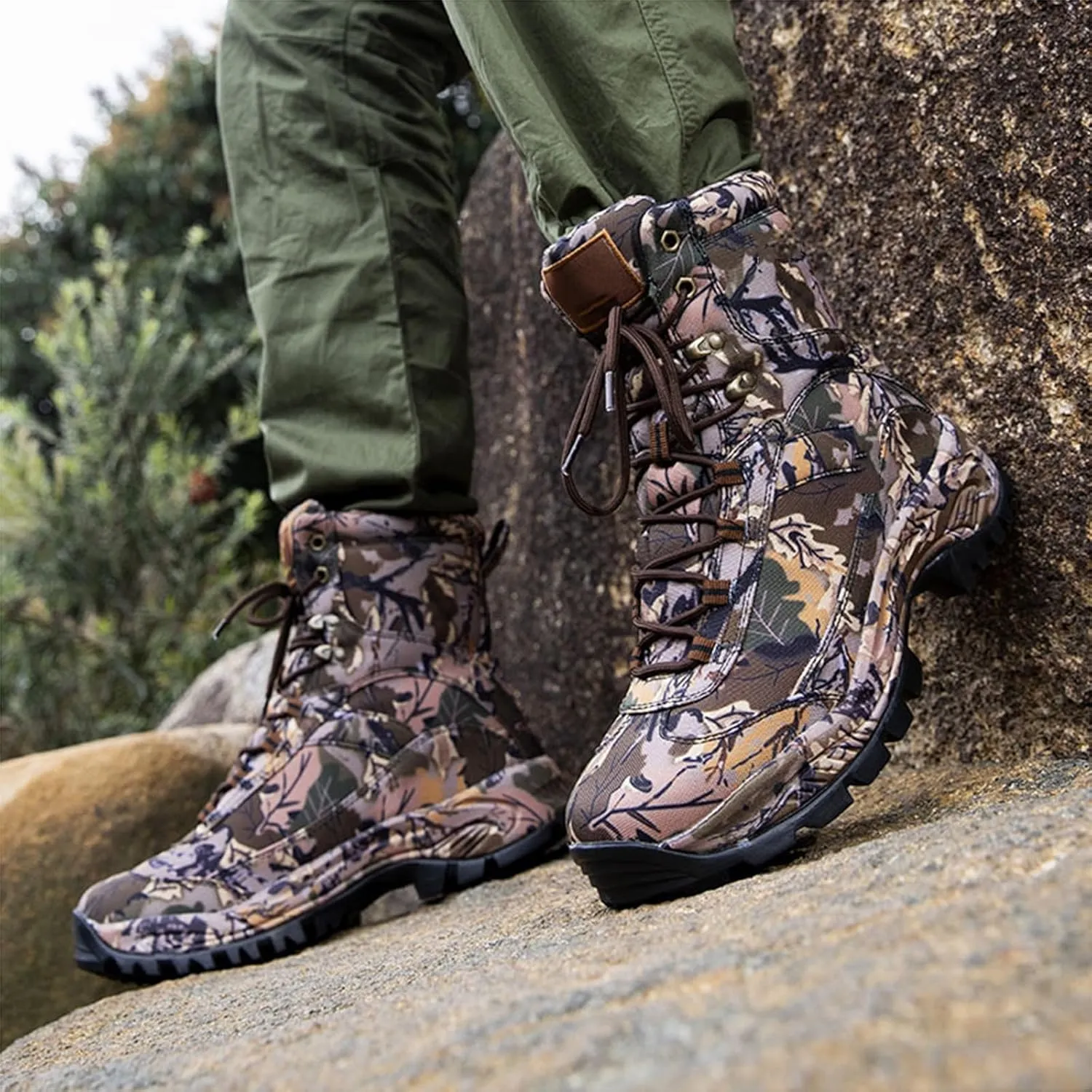 Men's Tactical Boots, Waterproof Trekking Boots, Breathable Outdoors Desert Boots, Anti Slip Lightweight Hiking Boots