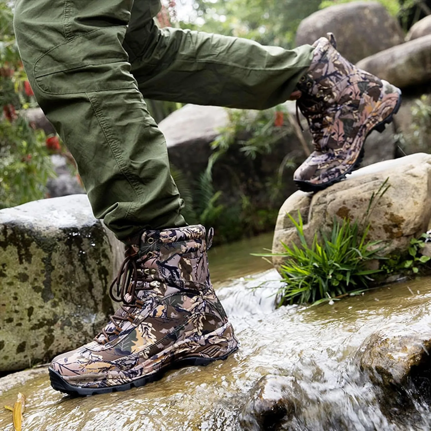 Men's Tactical Boots, Waterproof Trekking Boots, Breathable Outdoors Desert Boots, Anti Slip Lightweight Hiking Boots