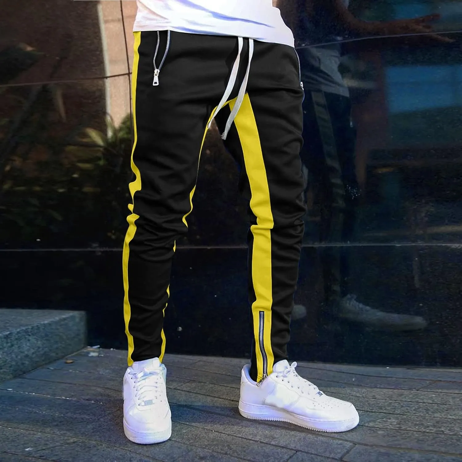 Mens Workout Cargo Sweatpants Casual Pants Drawstring Sweat Jogging Cargo with Pockets Joggers Long Sports Active for