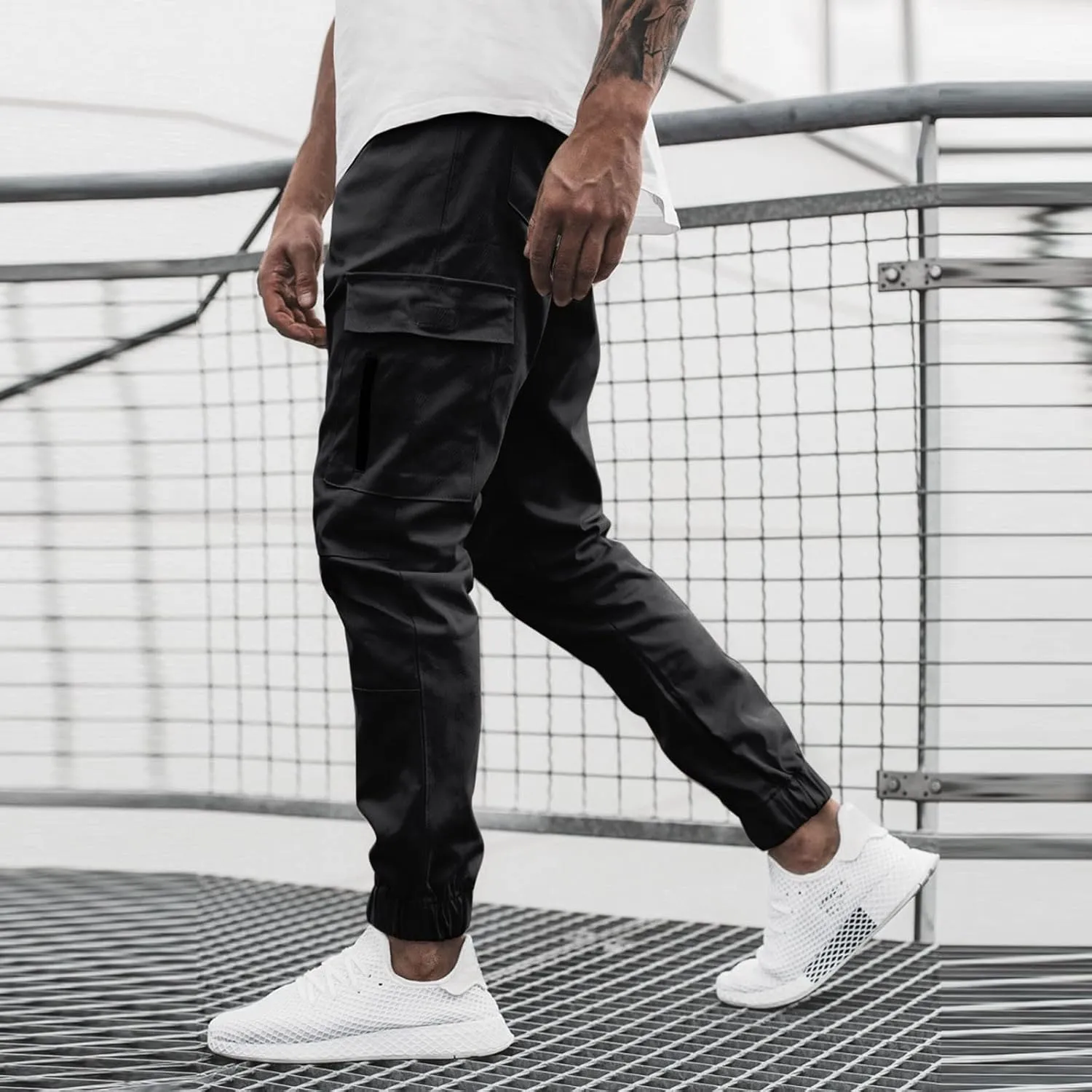 Mens Workout Cargo Sweatpants Fit Casual Trousers Mens Lightweight Running Gym Jogger Pants Men's Workout Sweatpants
