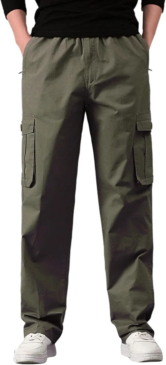 Mens Workout Cargo Sweatpants for Mens Mens Heavyweight Fleece Jogger Pants Drawstring Trousers Stretch Elastic Waist