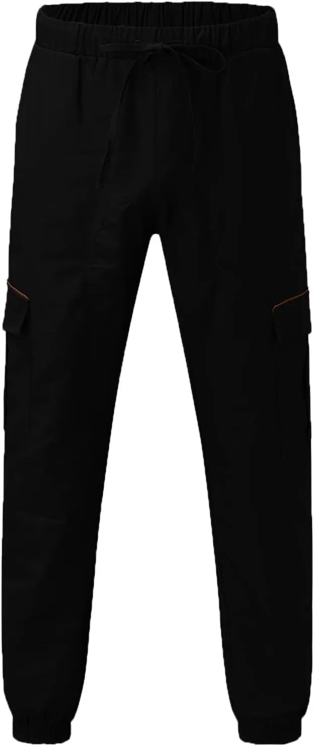 Mens Workout Cargo Sweatpants Heavyweight Fleece Cargo Sweatpants Stretch Elastic Waist Baggy Workout Jogger Pants