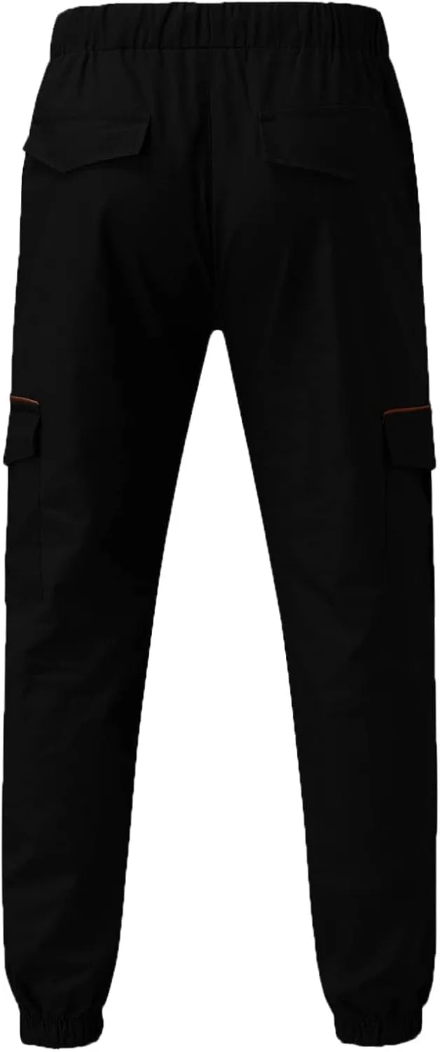 Mens Workout Cargo Sweatpants Heavyweight Fleece Cargo Sweatpants Stretch Elastic Waist Baggy Workout Jogger Pants