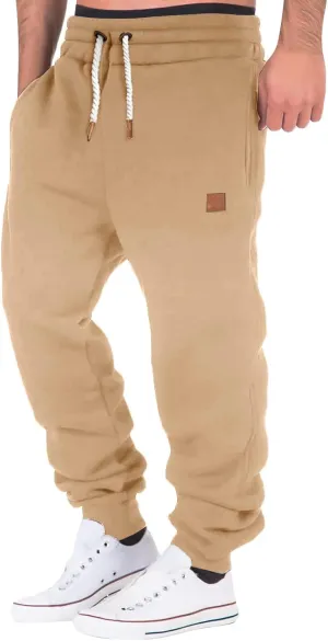 Mens Workout Cargo Sweatpants Pants Athletic Mens Cotton Linen Pants Drawstring Loose Beach Pants with Pockets Men's