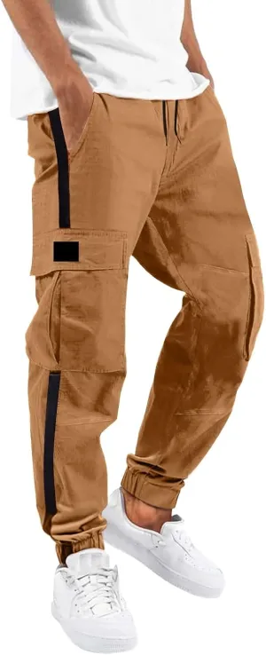 Mens Workout Cargo Sweatpants Pants Drawstring Sports Trousers for Men Mens Cargo Sweatpants Drawstring Elastic Waist