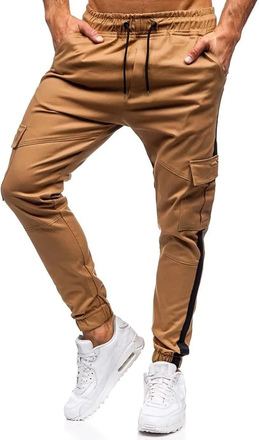 Mens Workout Cargo Sweatpants Pants Drawstring Sports Trousers for Men Mens Cargo Sweatpants Drawstring Elastic Waist