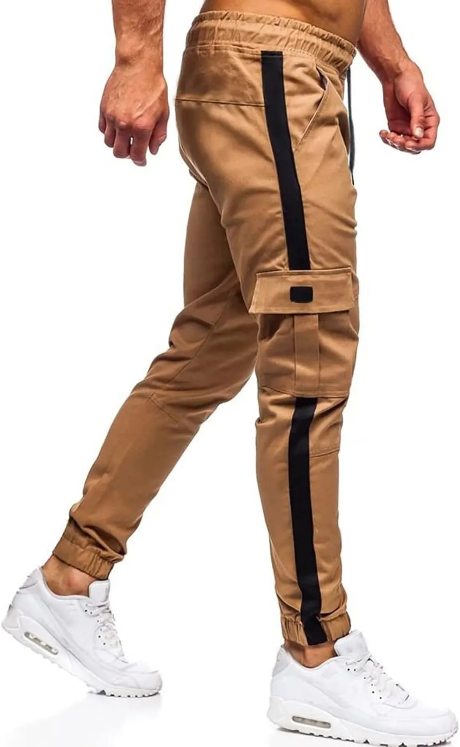 Mens Workout Cargo Sweatpants Pants Drawstring Sports Trousers for Men Mens Cargo Sweatpants Drawstring Elastic Waist