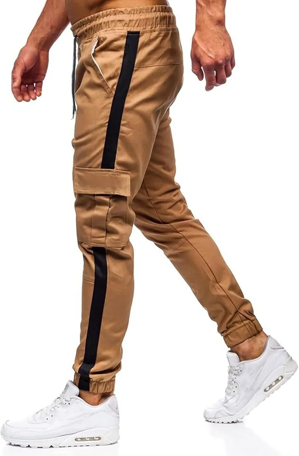 Mens Workout Cargo Sweatpants Pants Drawstring Sports Trousers for Men Mens Cargo Sweatpants Drawstring Elastic Waist