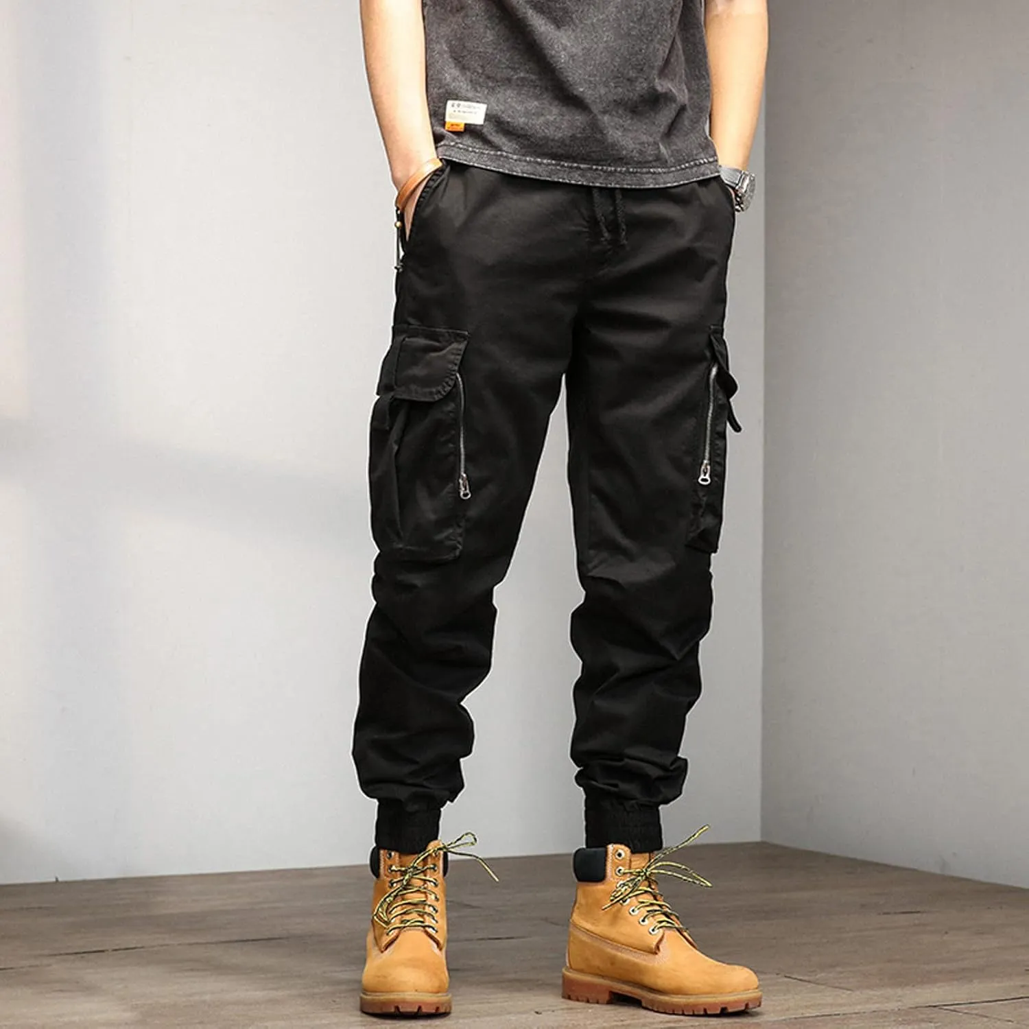 Mens Workout Cargo Sweatpants Pockets Open Bottom Yoga Pants for Men Lounge Pants for Athletic Workout Casual Men's