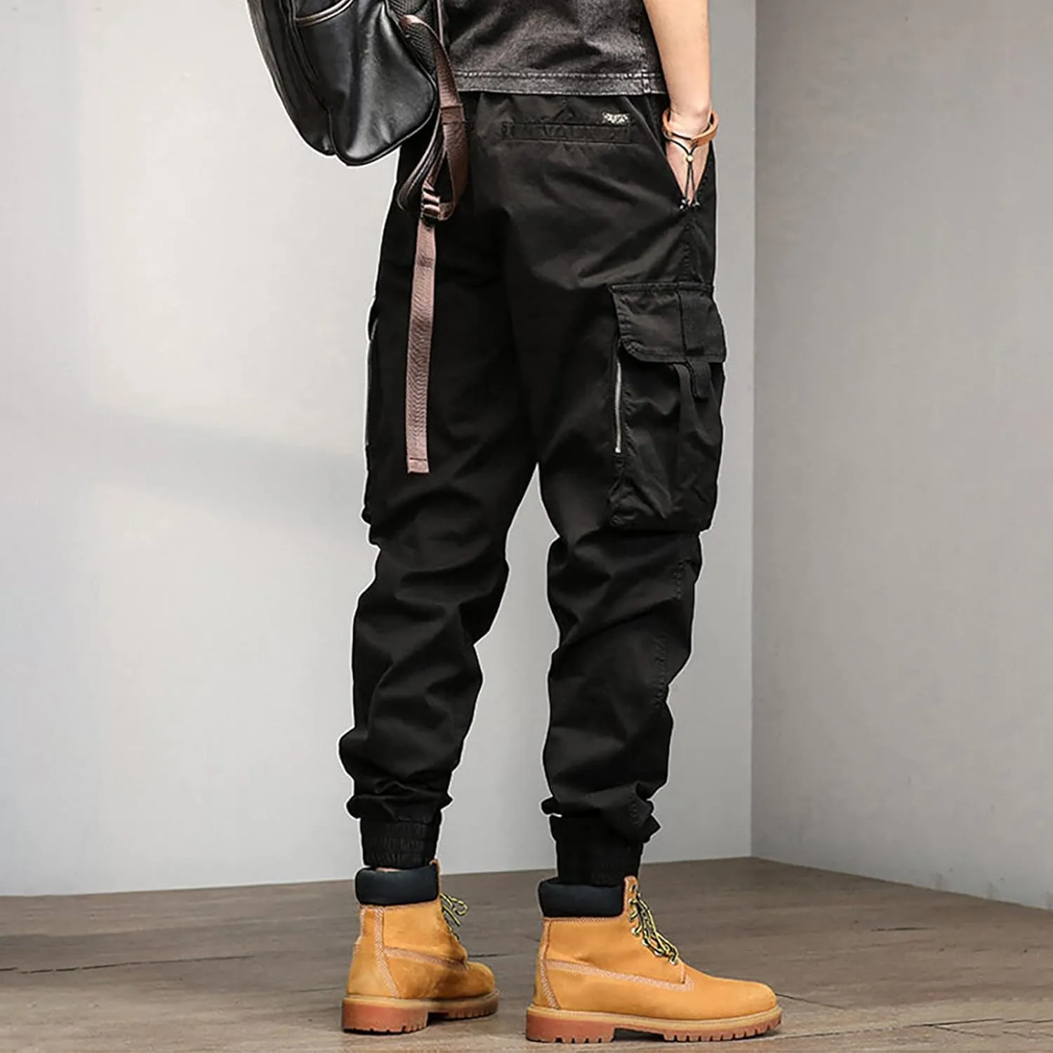 Mens Workout Cargo Sweatpants Pockets Open Bottom Yoga Pants for Men Lounge Pants for Athletic Workout Casual Men's