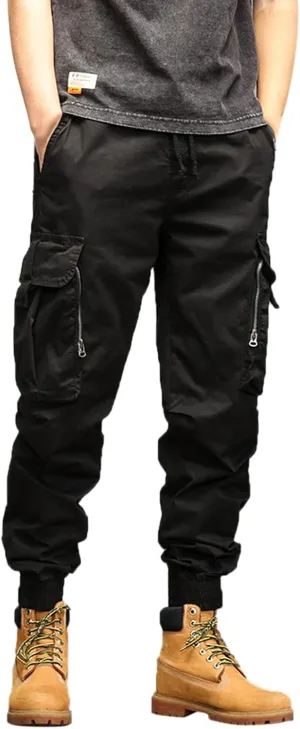 Mens Workout Cargo Sweatpants Pockets Open Bottom Yoga Pants for Men Lounge Pants for Athletic Workout Casual Men's