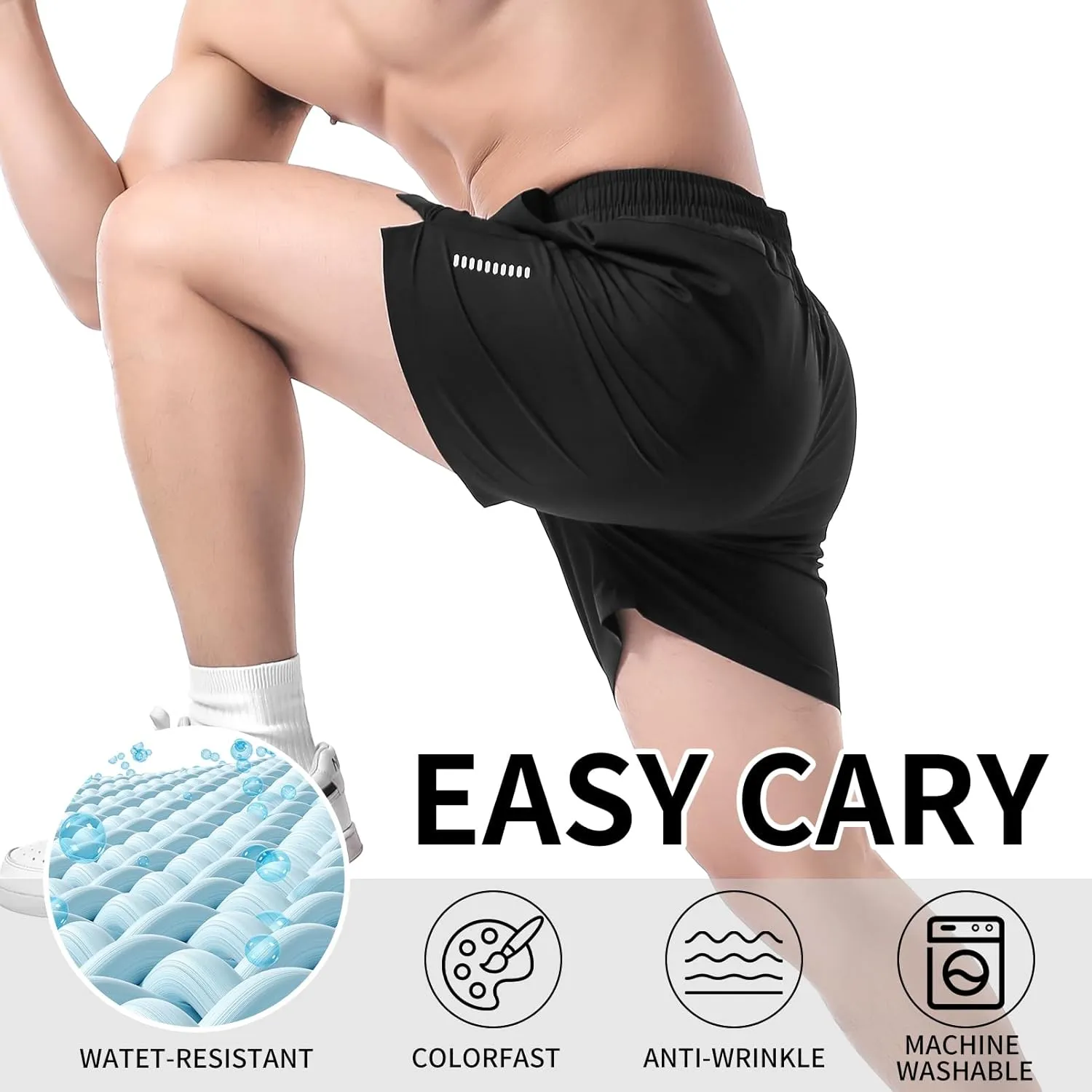 Men's Workout Running Shorts with Zipper Pocket Ultra Lightweight Quick Dry Athletic Gym Shorts for Men